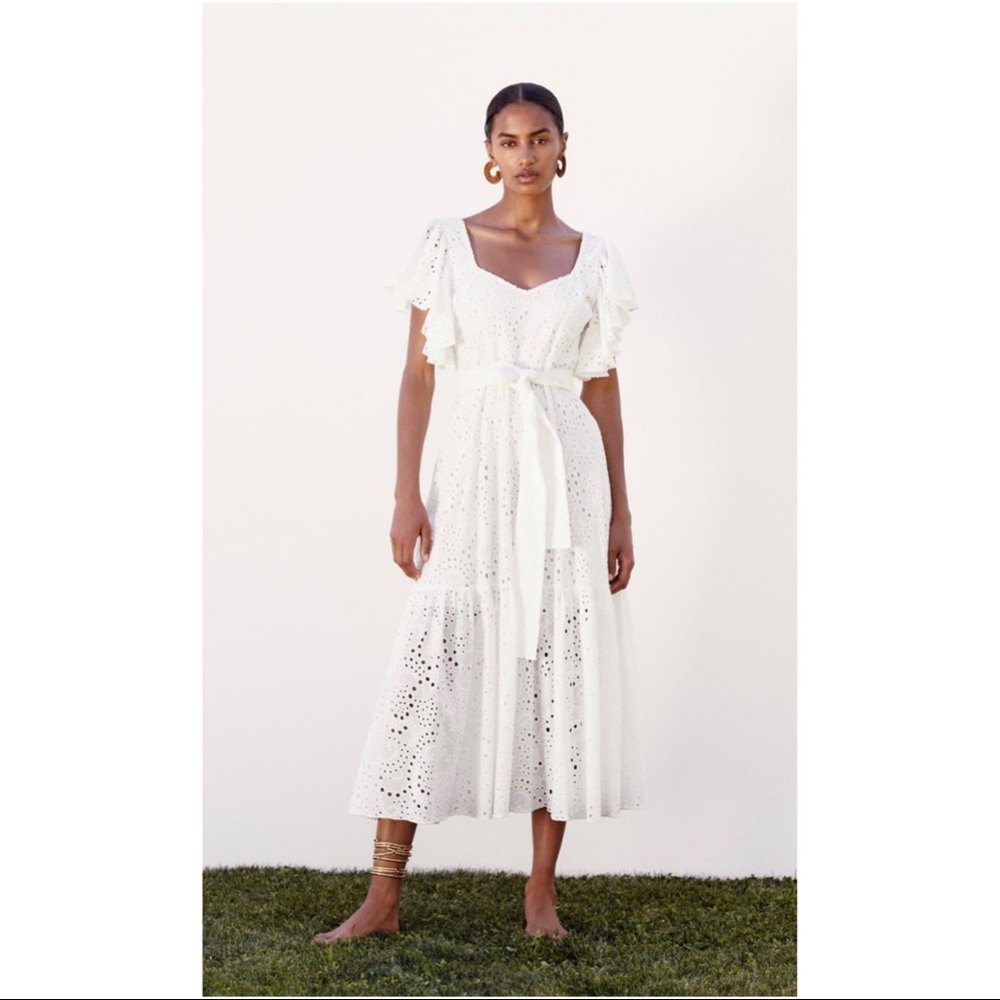 Zara White Eyelet Maxi Dress